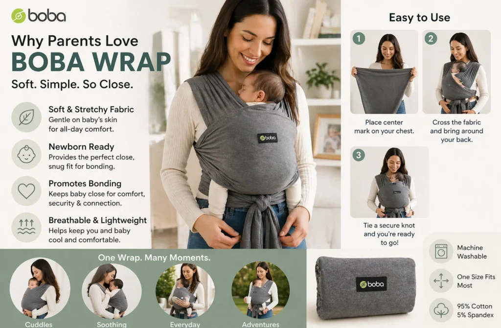 soft newborn baby wrap with breathable fabric and close fit