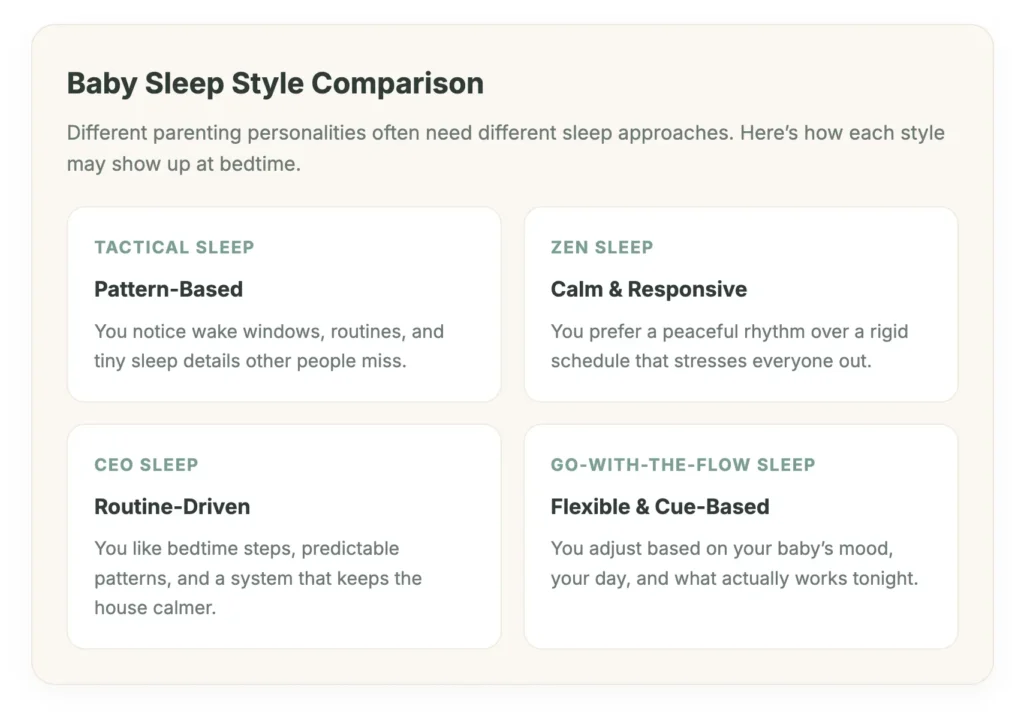 parenting style baby sleep comparison tactical zen ceo flexible sleep styles