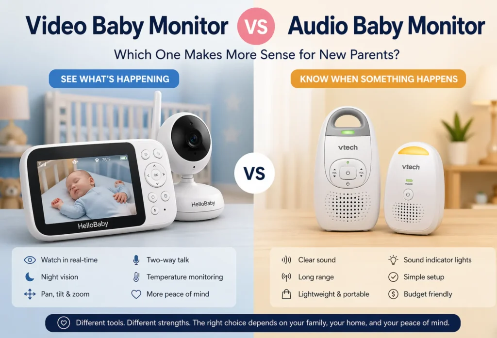video baby monitor vs audio baby monitor comparison for new parents