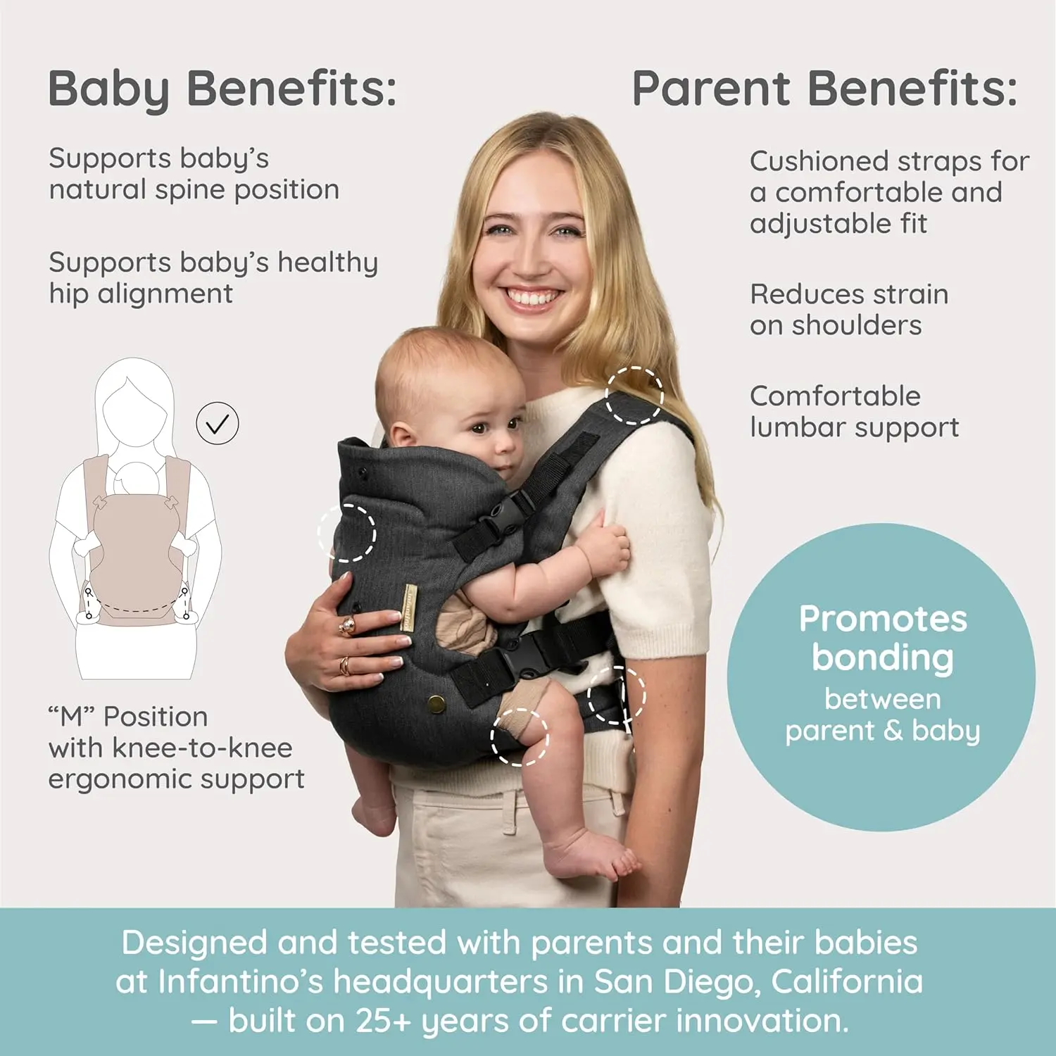 Infantino Flip Luxe multiple carrying positions for newborn and baby