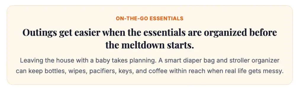 on the go baby essentials for outings and travel with a newborn