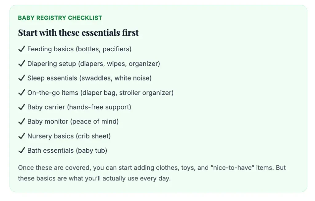 Baby registry checklist essentials for first-time parents