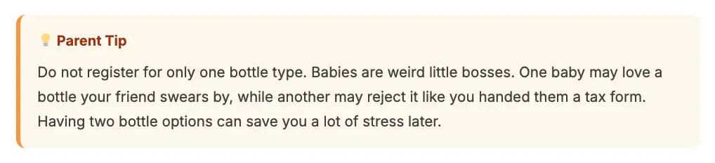parent tip for choosing baby bottles and feeding options