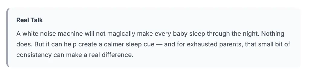 real talk about white noise machines and baby sleep expectations