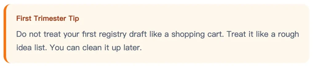 first trimester baby registry tip for first-time parents planning checklist early pregnancy