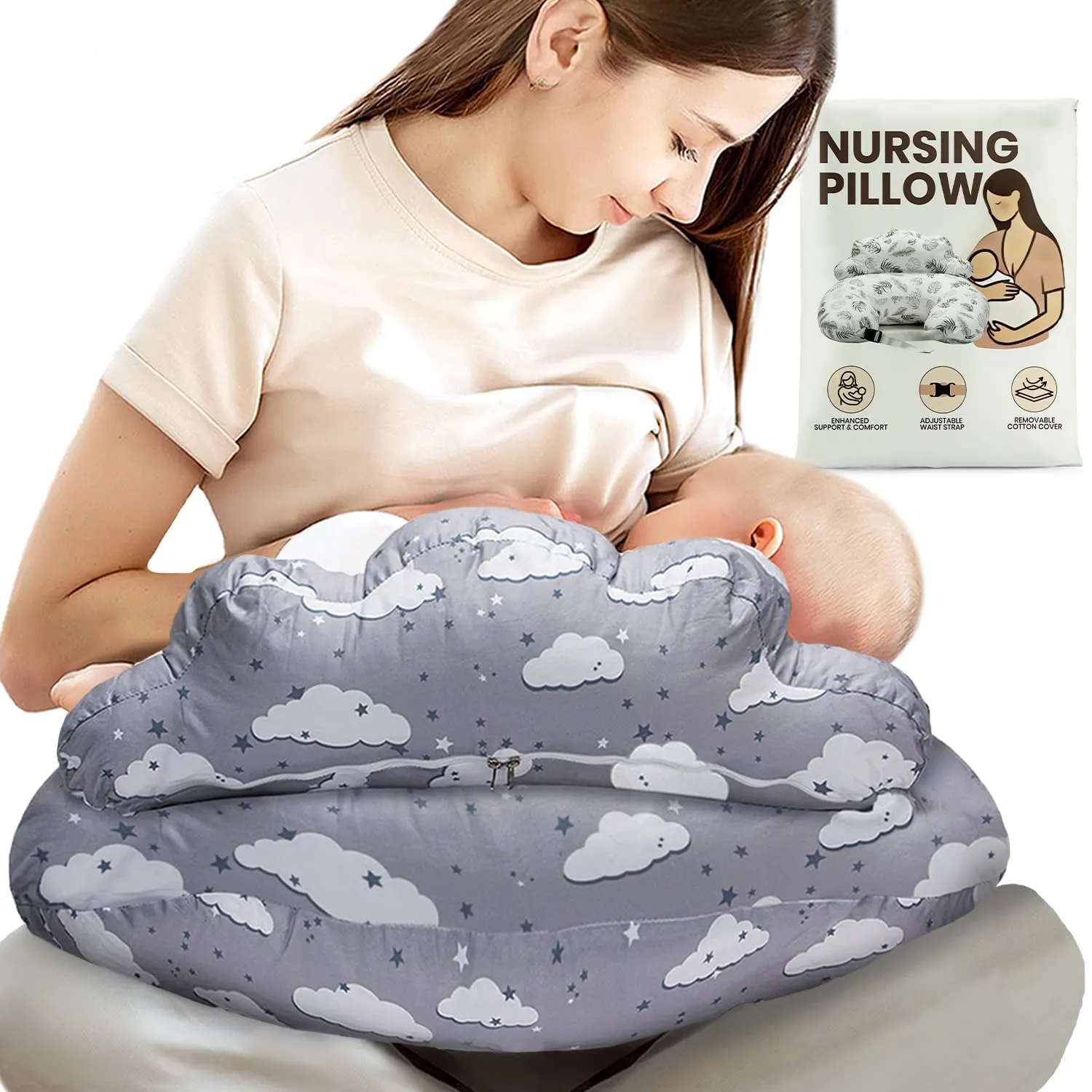 Nursing pillow for newborn feeding essentials and supported feeds