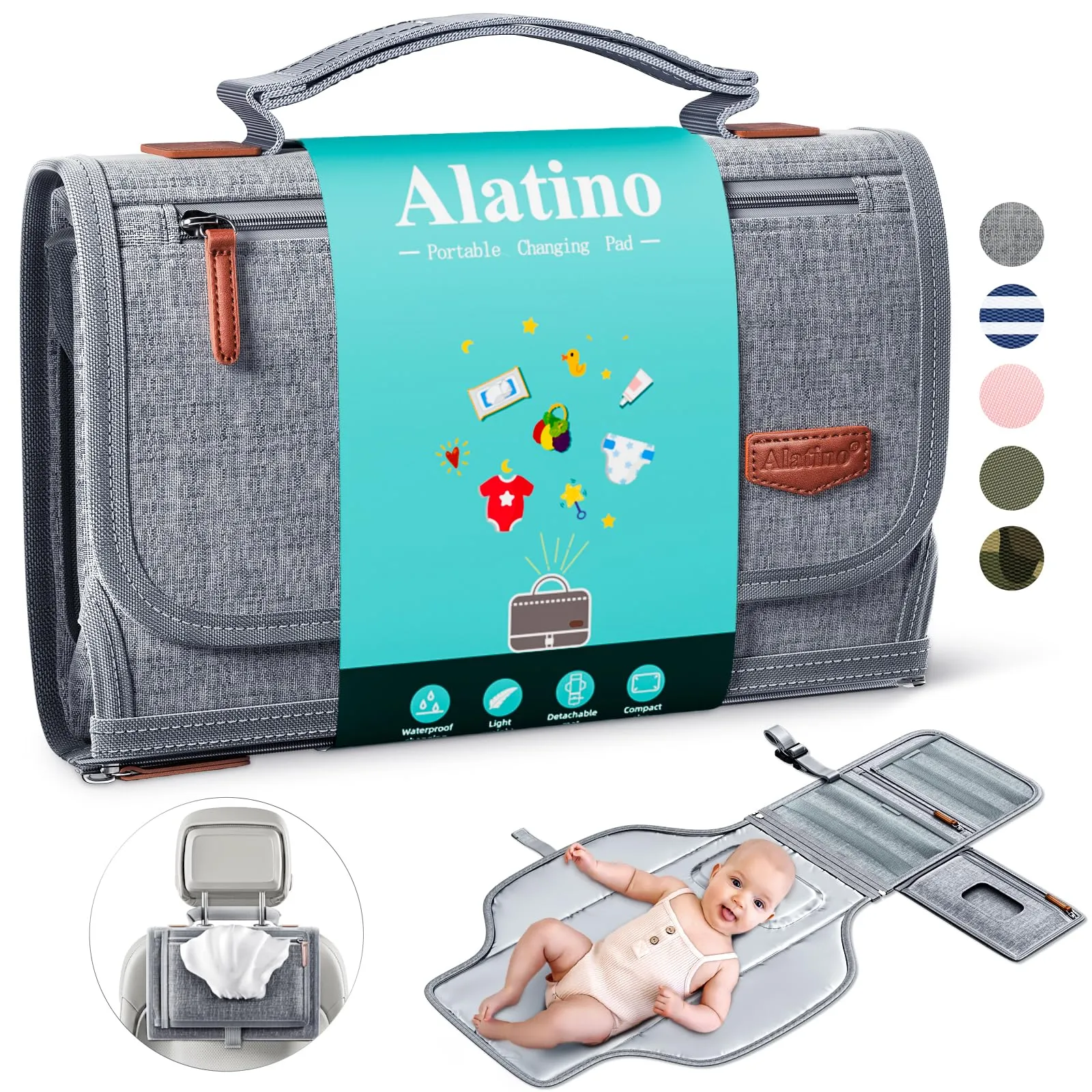 Portable changing pad for newborn cleaning essentials and mess control