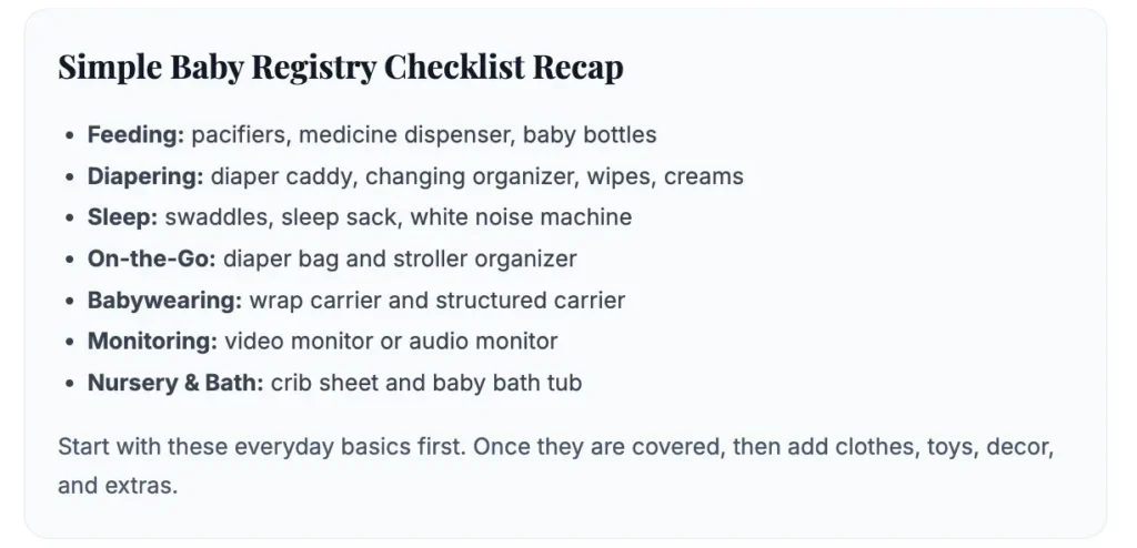 simple baby registry checklist recap for first-time parents