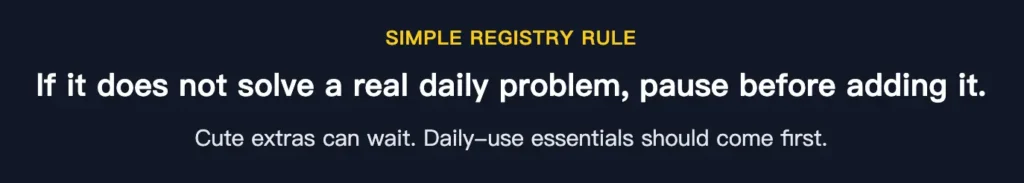 simple baby registry rule to choose daily-use essentials first