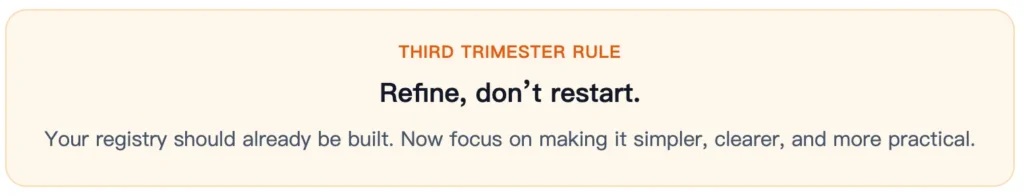 third trimester baby registry checklist refine not restart final preparation stage